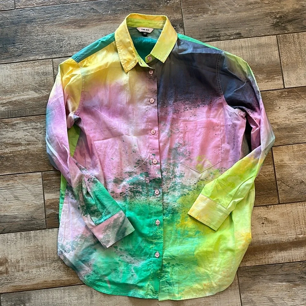 THE KIT WOMENS TIE DYE SPLATTER BUTTON UP SHIRT
SIZE XS - Picture 3 of 7